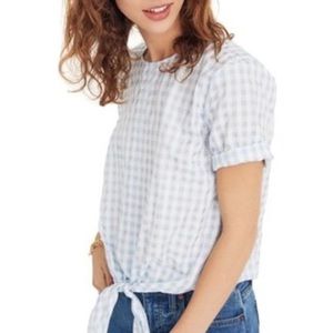 Madewell Button Back Tie Front Gingham Check